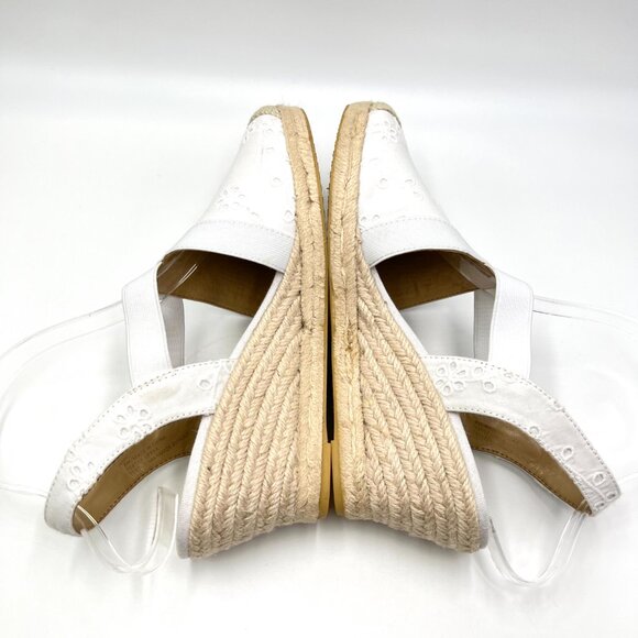 Talbots Womens Size 8 White Eyelet Espadrilles Wedges Heels Shoes - Picture 7 of 13